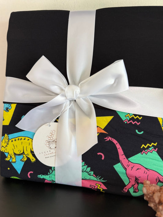 Electric Dino Party Bamboo Blanket