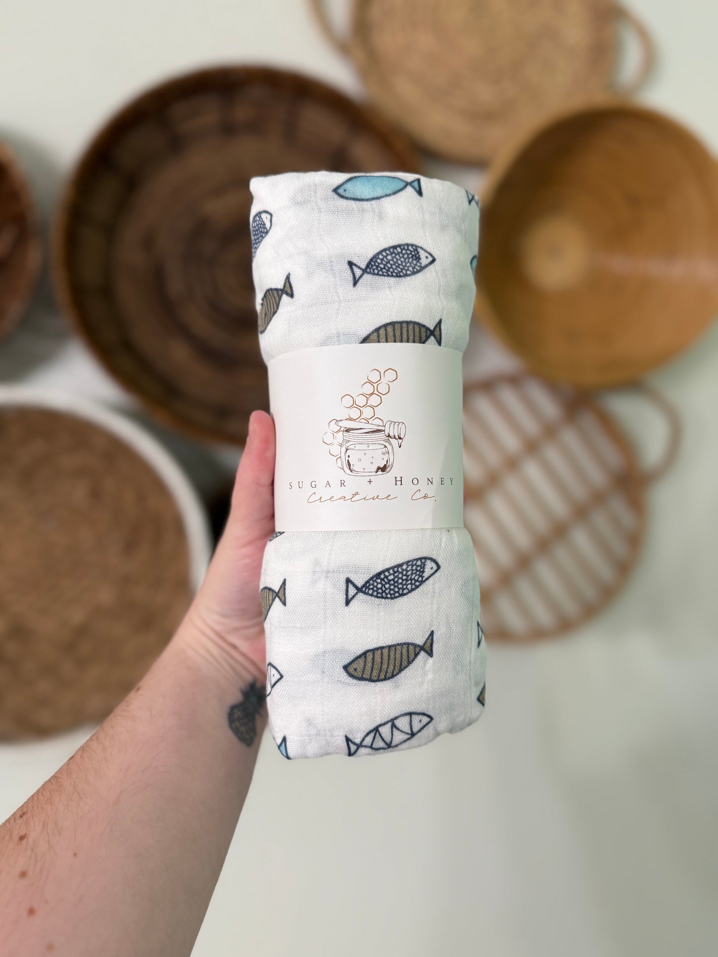 Little Guppy Muslin Swaddle