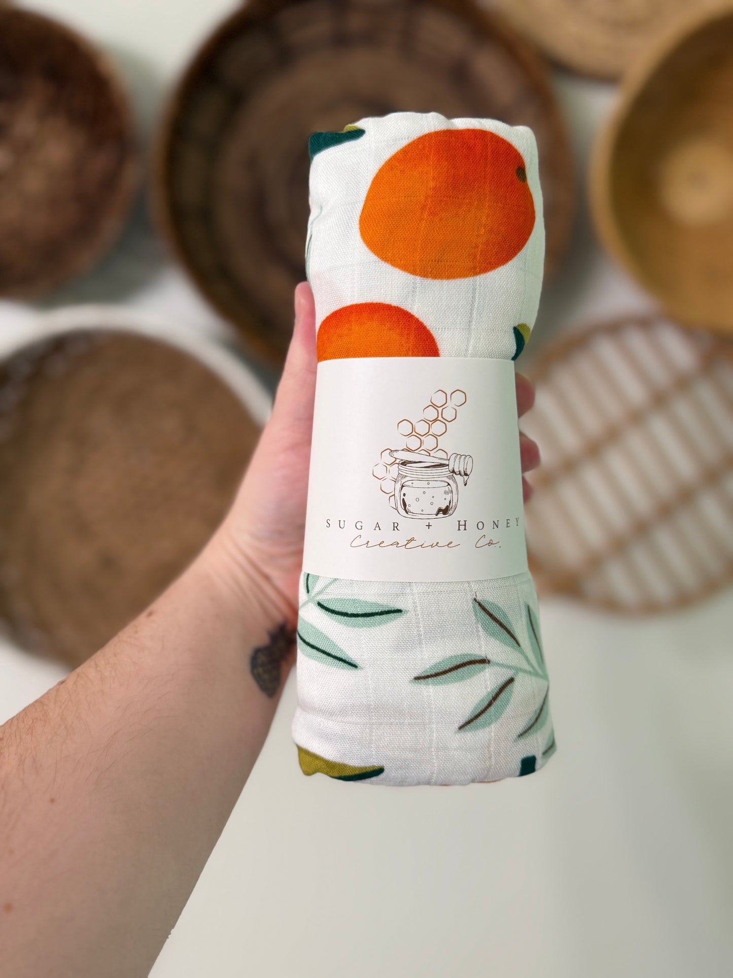 Sweet Clementine Muslin Swaddle