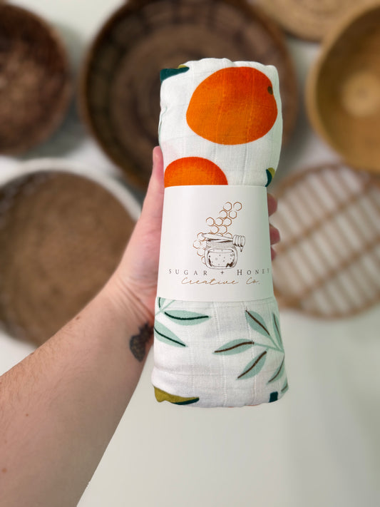Sweet Clementine Muslin Swaddle