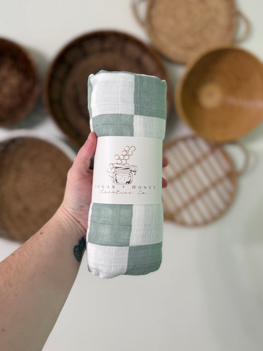 Minted Checkers Muslin Swaddle